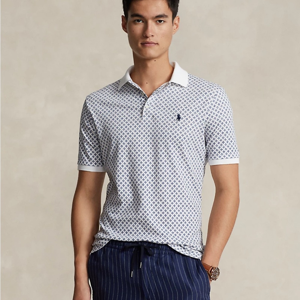 Polo by Ralph Lauren Men's White Patterned Shirt